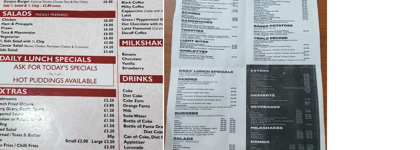 The White Pheasant Menu