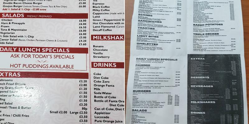 The White Pheasant Menu