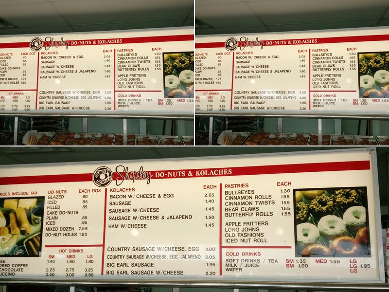Shipley Do-Nuts Menu