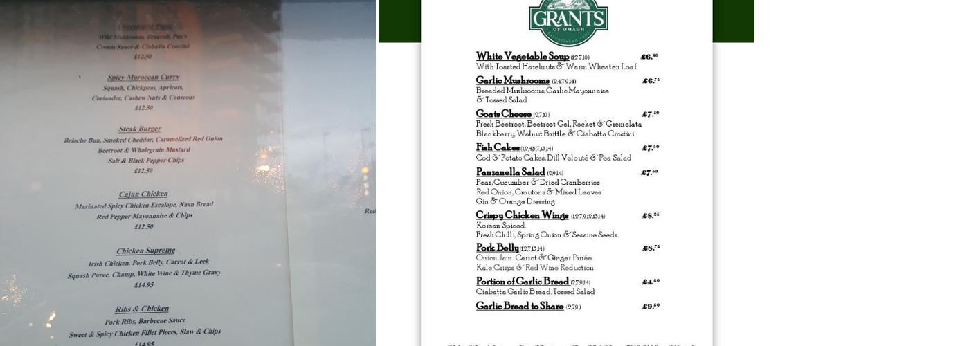 Grants of Omagh Menu