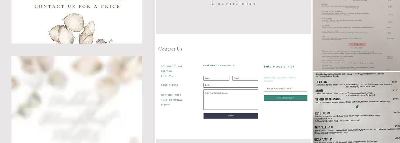 The Green Cat Bakery Menu