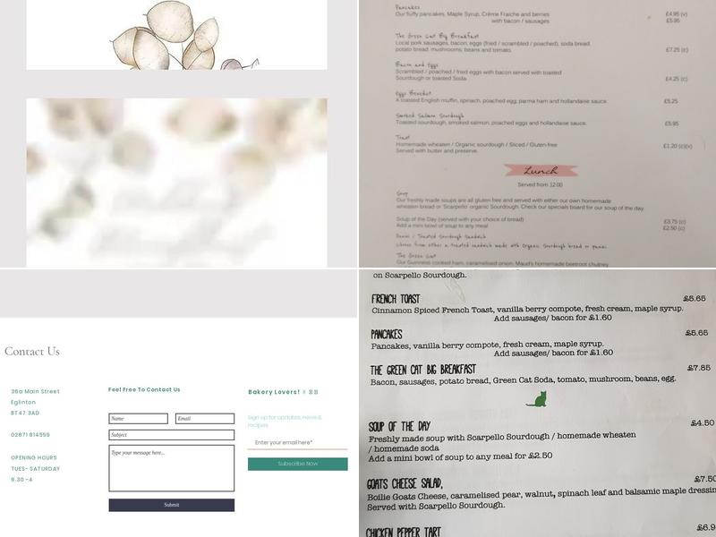 The Green Cat Bakery Menu