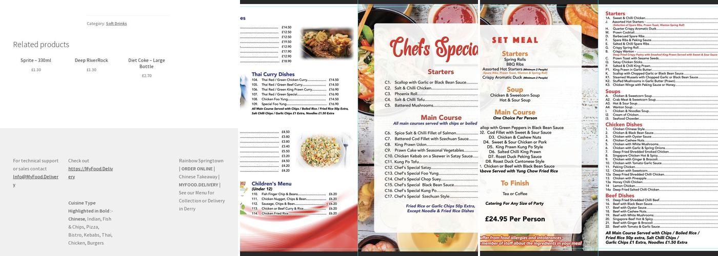 Rainbow Chinese Menu