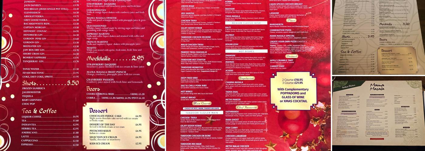 Mama Masala Menu