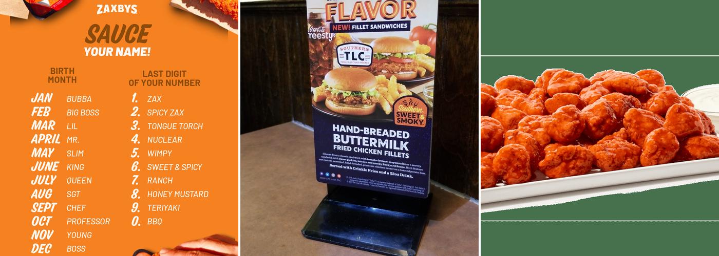 Zaxbys Chicken Fingers & Buffalo Wings Menu