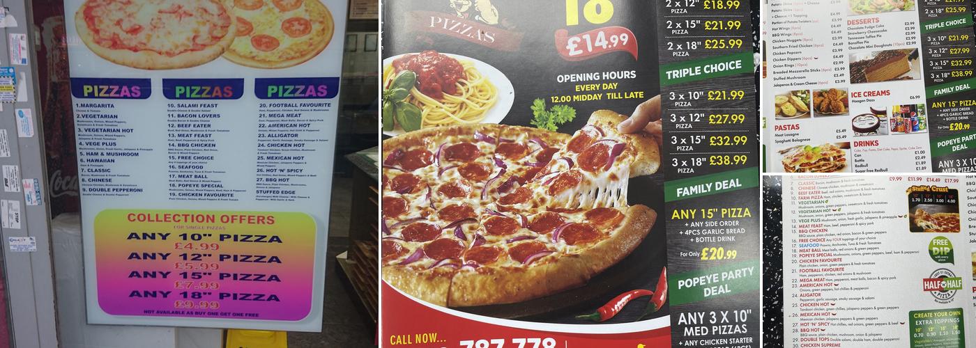 The Popeye Pizza Menu