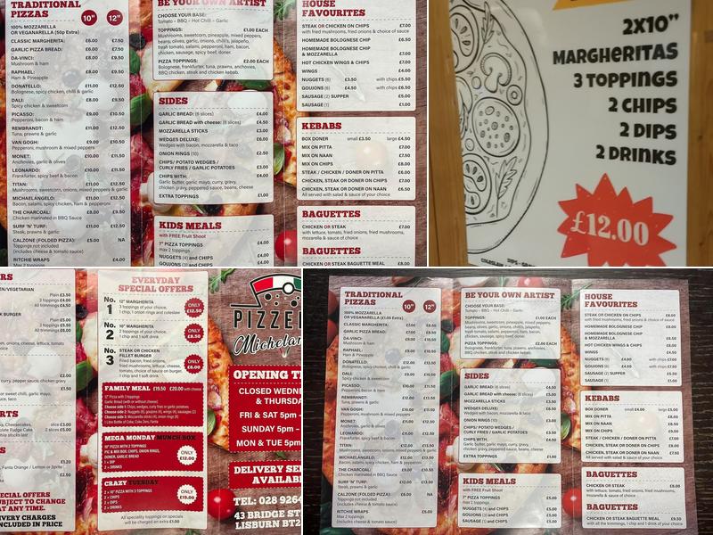 Michelangelo Pizzeria Menu