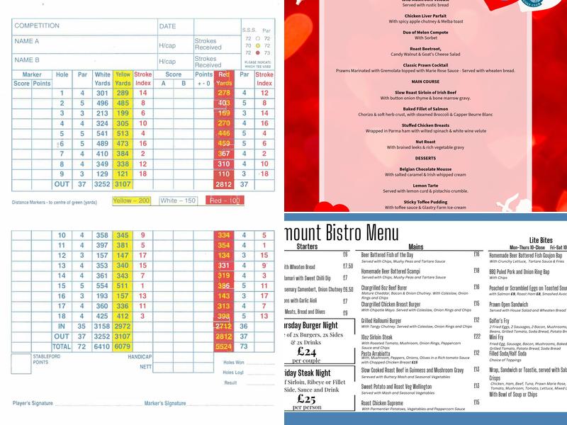 Rockmount Golf Club & Restaurant Menu