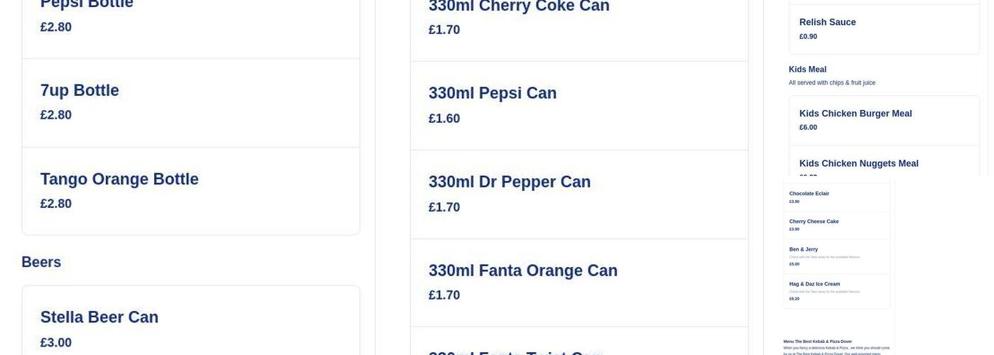 The Best Kebab & Pizza Menu