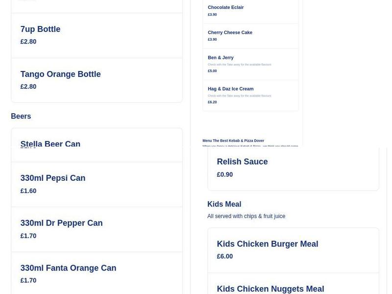 The Best Kebab & Pizza Menu