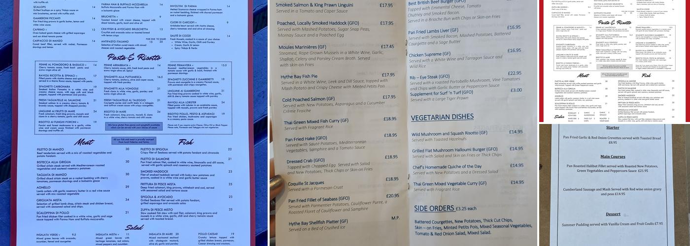 The Hythe Bay Menu