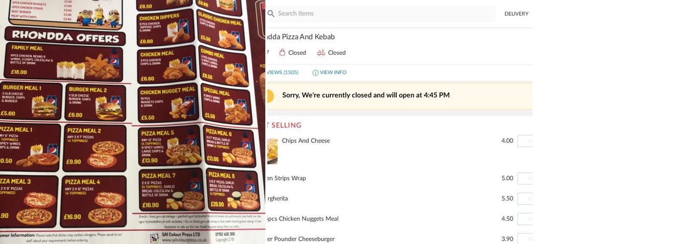 Rhondda Pizza And Kebab Menu