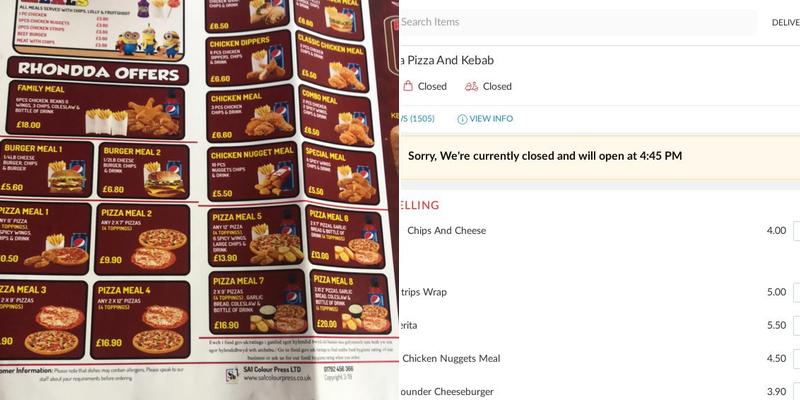 Rhondda Pizza And Kebab Menu