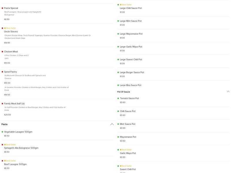 Chickoland Treorchy Takeaway Wales Menu