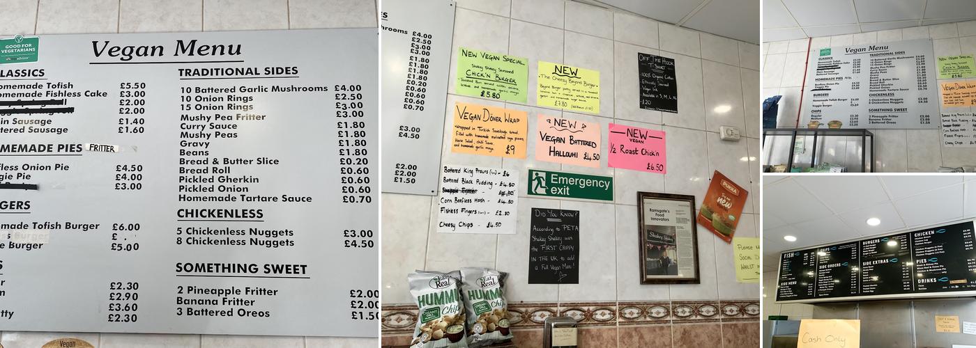Shakey Shakey Fish Bar Menu
