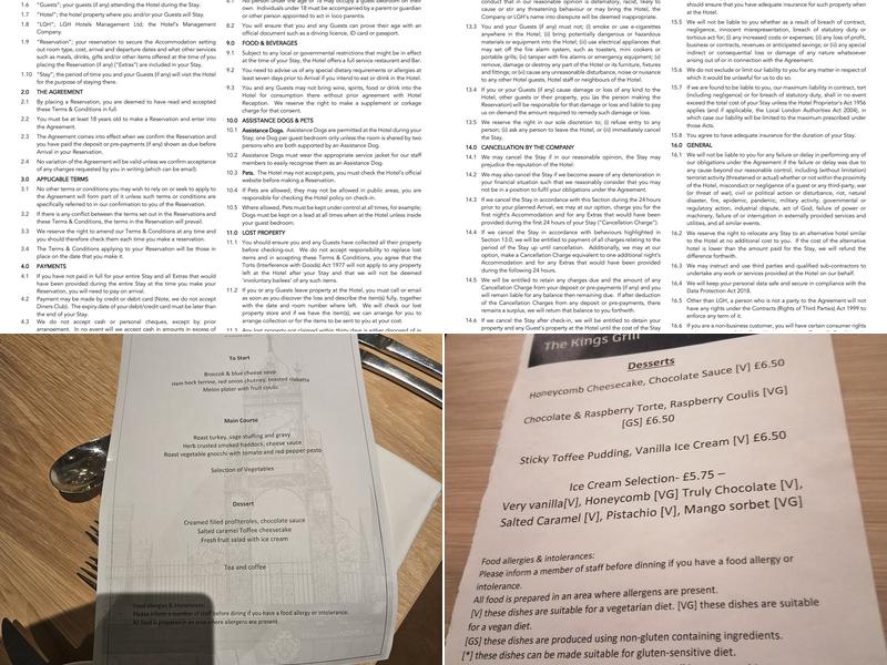 The Queen At Chester Hotel, Bw Premier Collection Menu