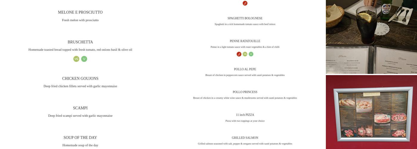 Pizzeria Vesuvio Menu