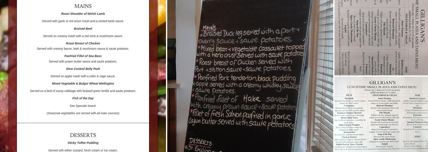 Gilligan's Restaurant Menu