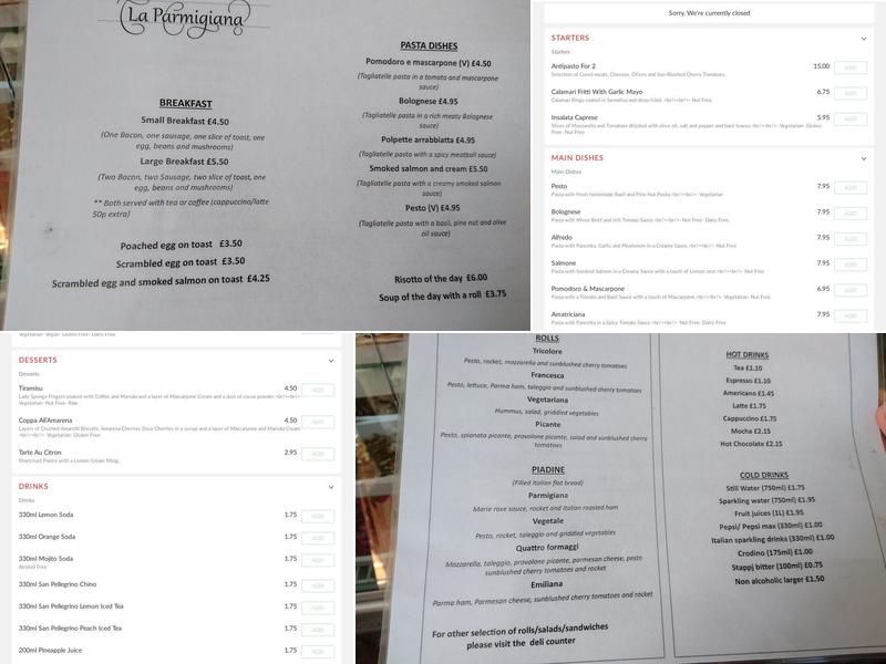 La Parmigiana Menu