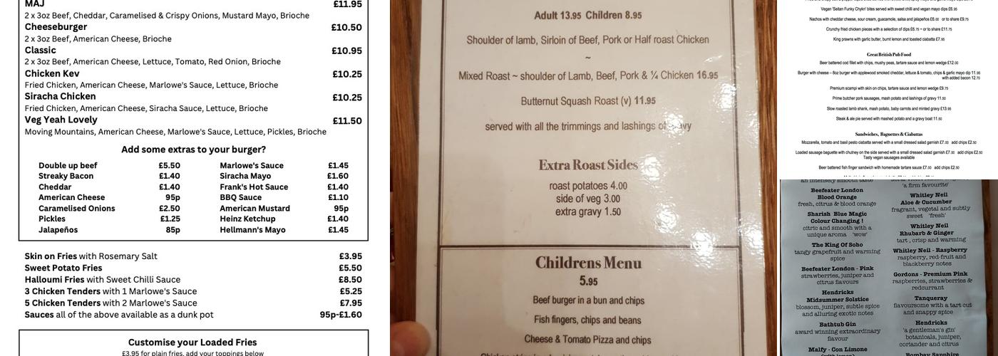 The Chequers Menu