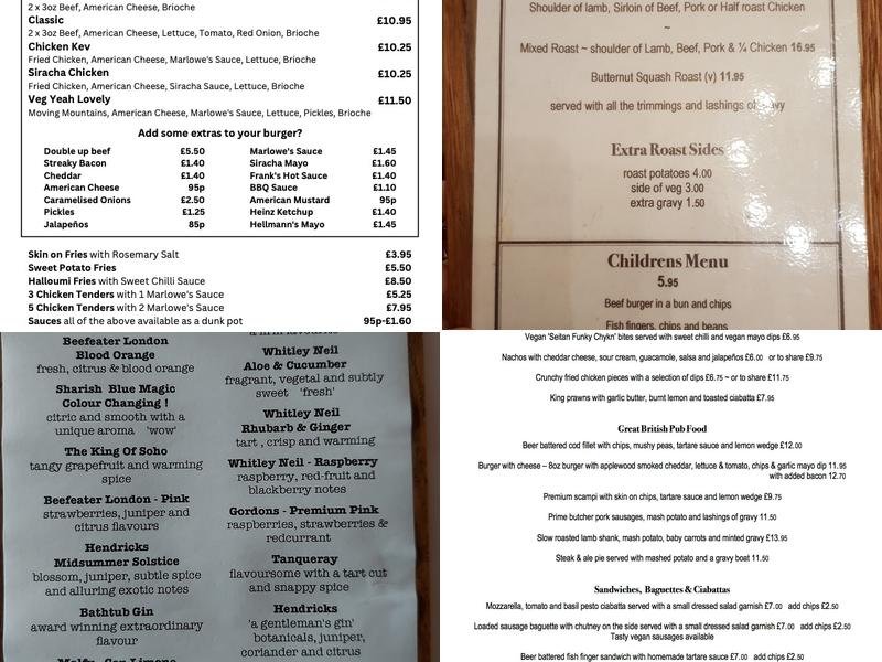 The Chequers Menu