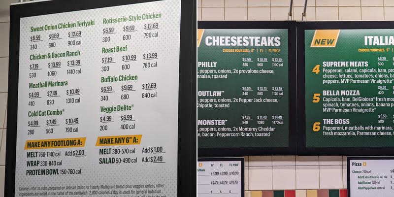 Subway Menu