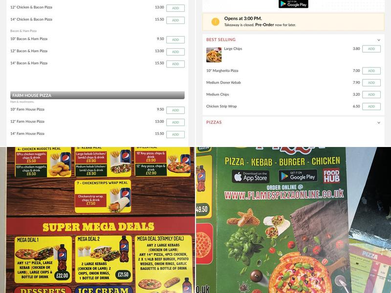 Flames Pizza and kebab Pontardawe Menu