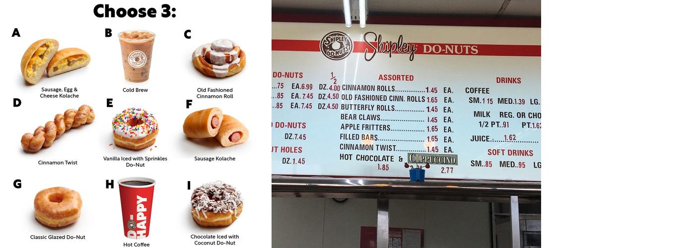 Shipley Do-Nuts Menu