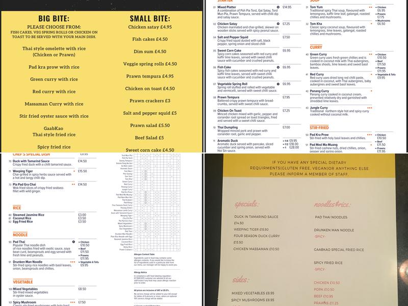 Gaab Kao Menu
