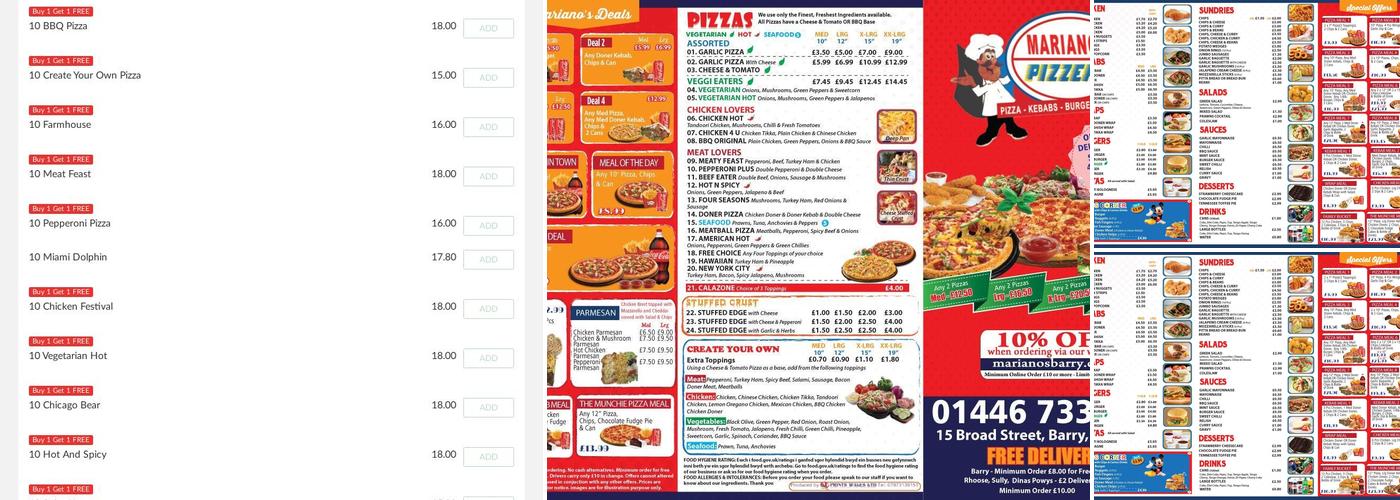 Manalos Pizza & Grill House Menu