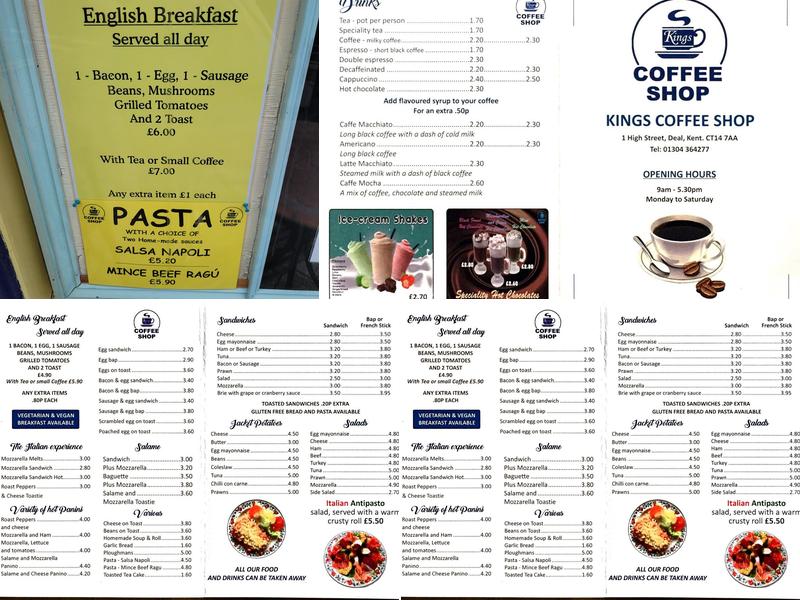 Kings Coffee Shop Menu