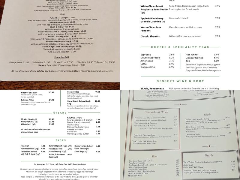 The Egerton Arms Menu