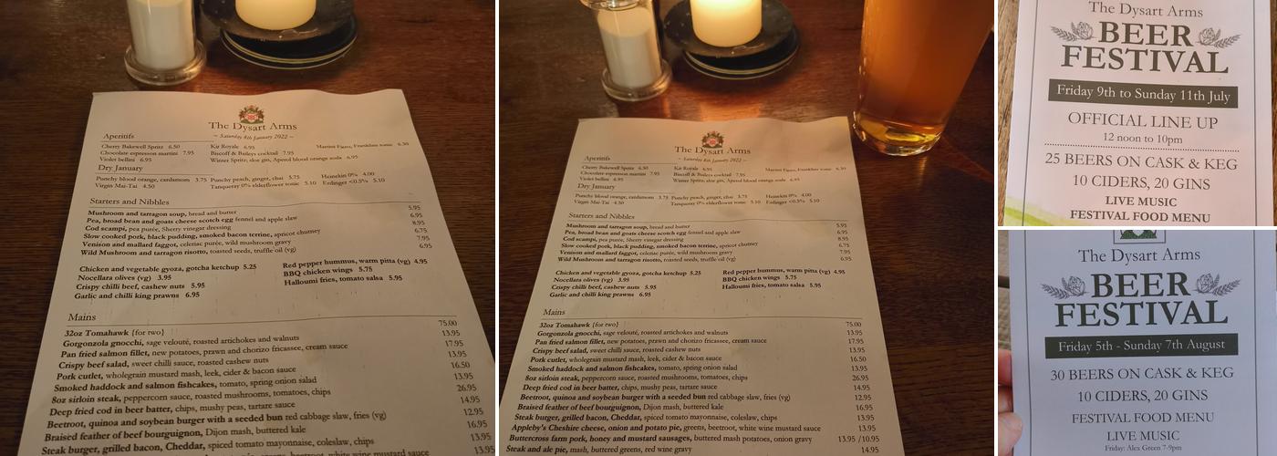 The Dysart Arms Menu