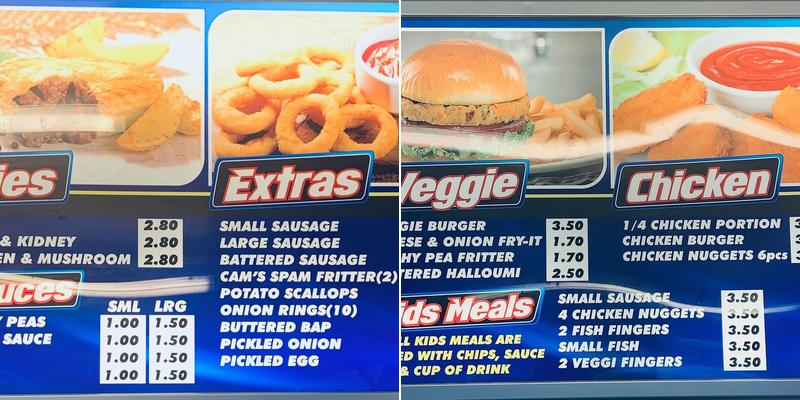 Aydin’s traditional fish & chips Llangollen Menu