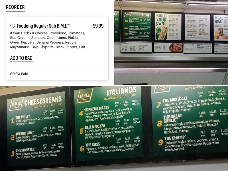 Subway Menu