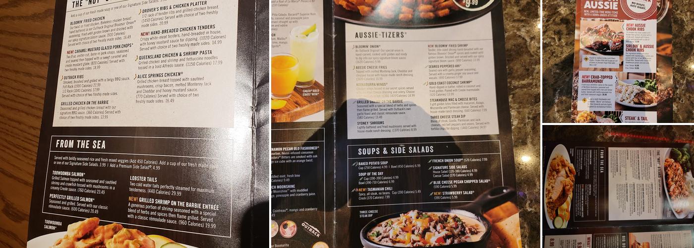 Outback Steakhouse Menu