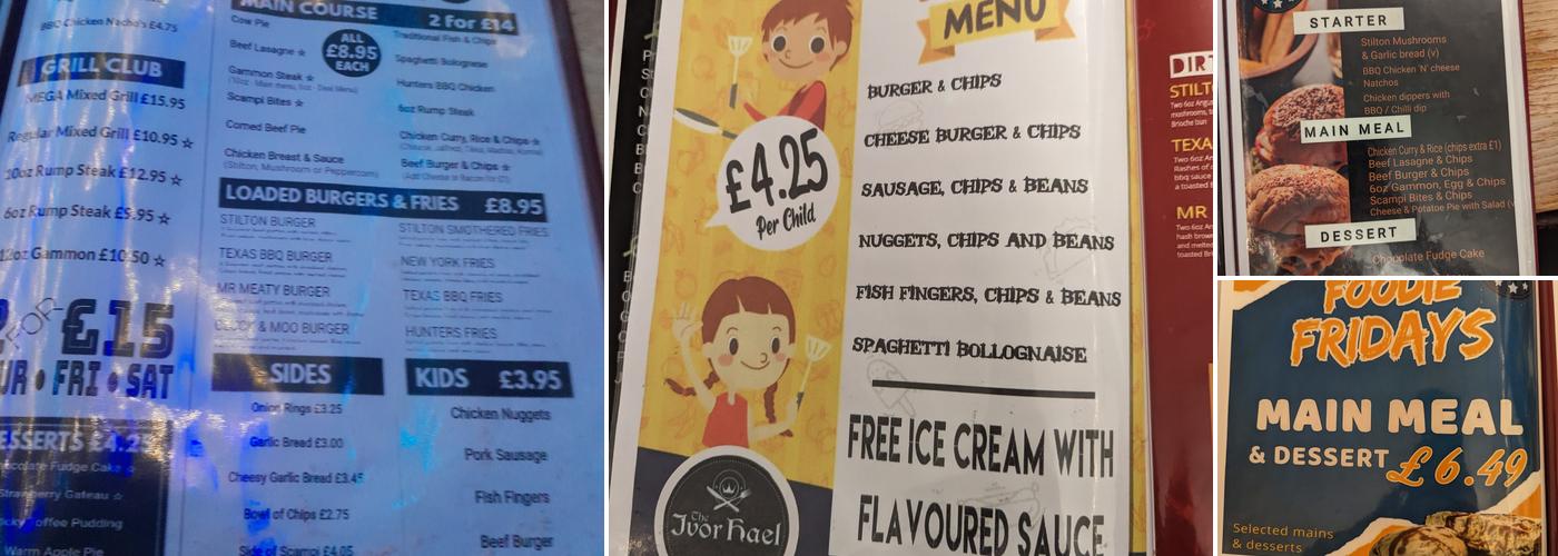 The Ivor Hael Hotel Menu