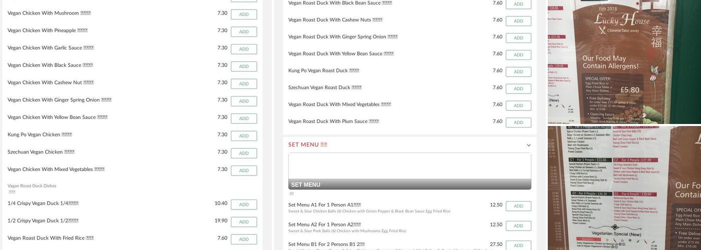 LUCKY HOUSE Chinese Takeaway Menu