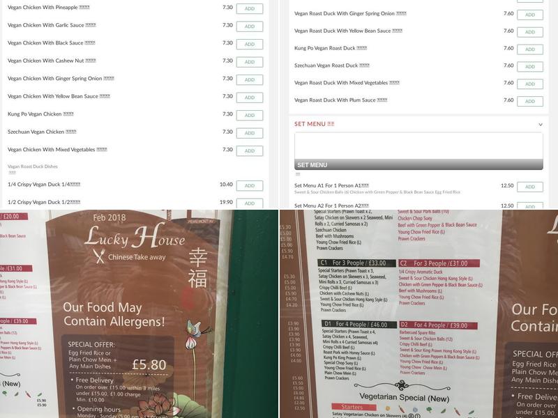 LUCKY HOUSE Chinese Takeaway Menu