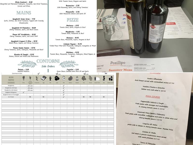 Posillipo Pizzeria Menu