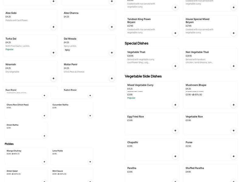 The Raj Indian Cusine Menu