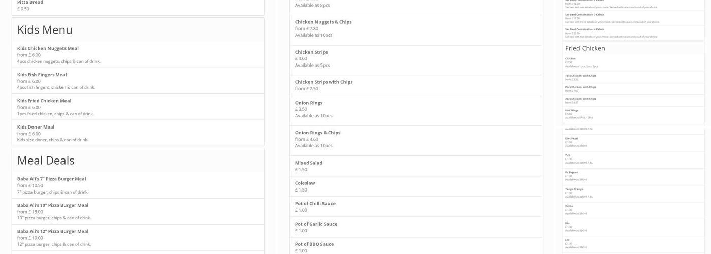 Baba Ali | Newtown Menu