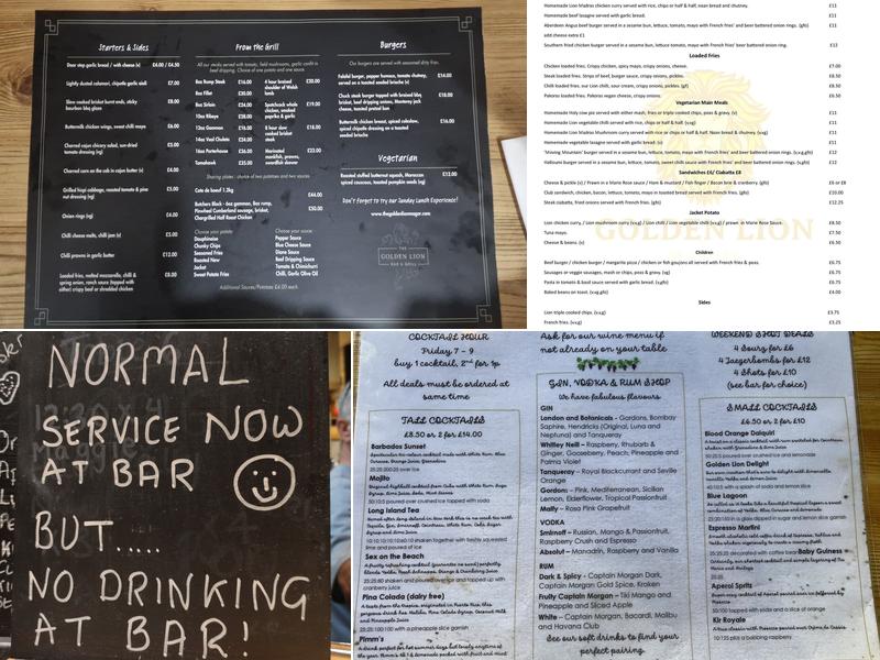 The Golden Lion Menu