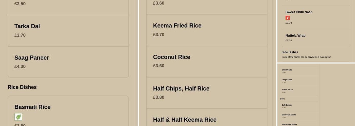 Jewel Balti Newport Menu