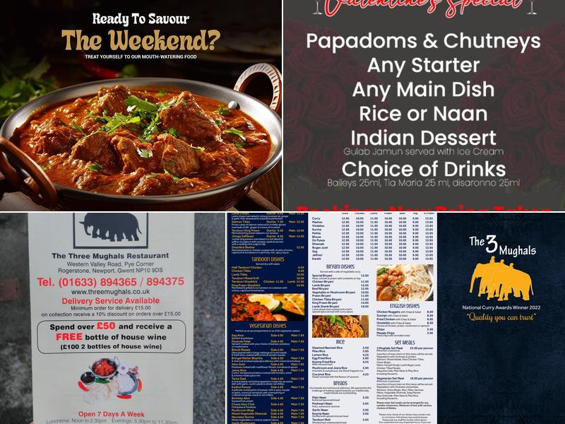 The Three Mughals Menu