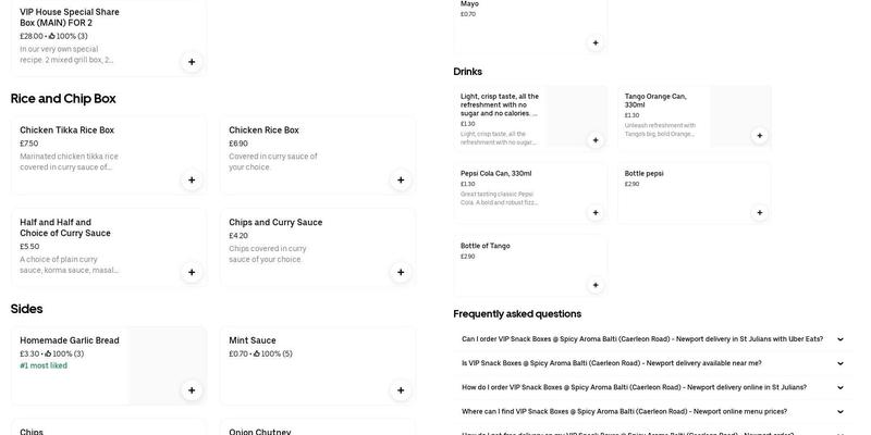 Spicy Aroma Balti Menu