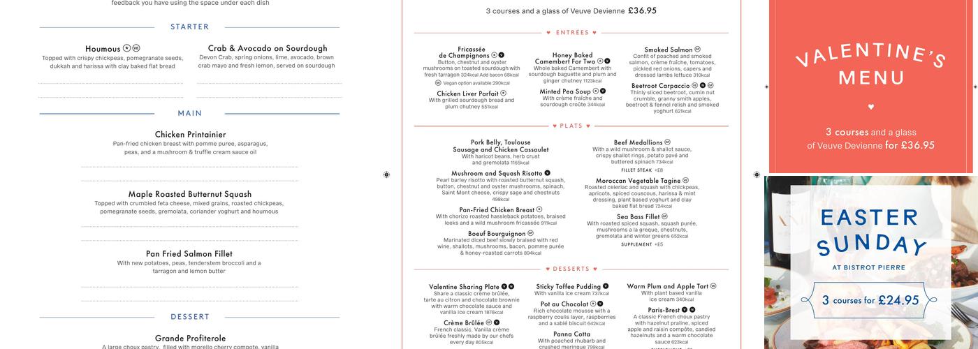 Bistrot Pierre Menu