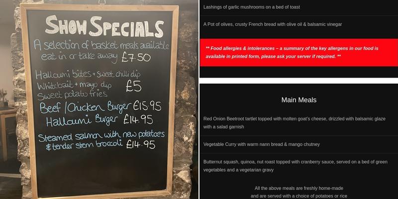 The Butchers Arms Menu