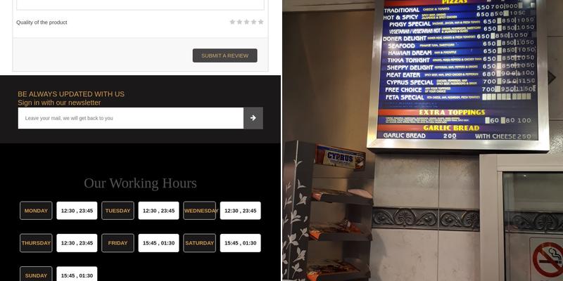 Cyprus Kebab & Pizza Menu