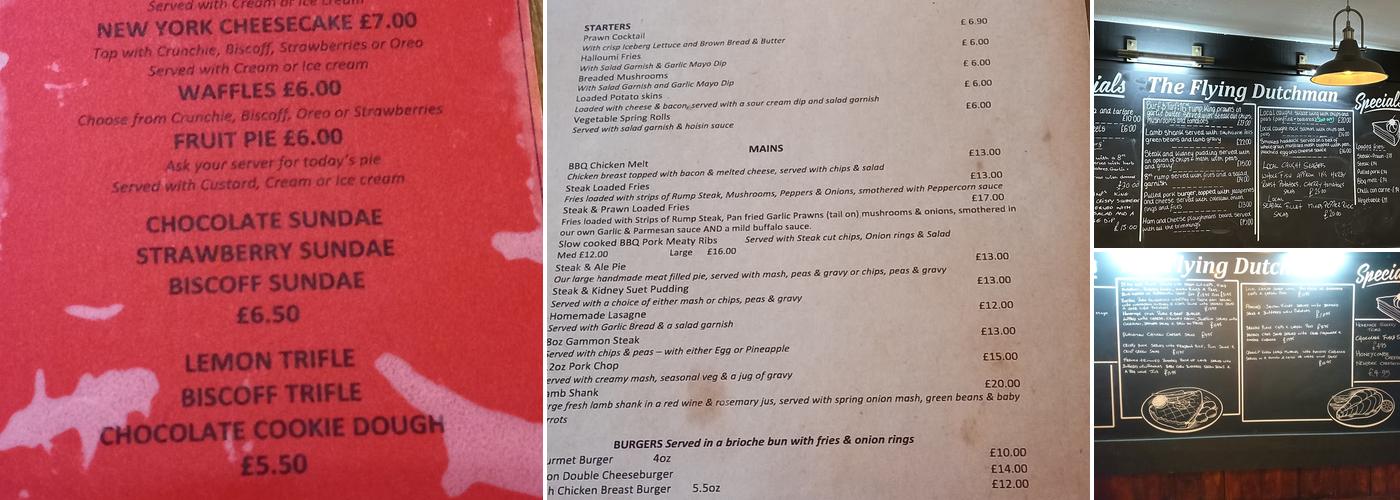 The Flying Dutchman Menu